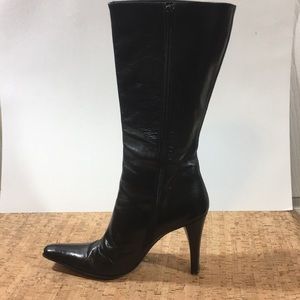 Black leather tall boot